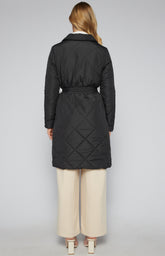 SOGNA COL Longline Quilted Puffer Jacket with Belt SJT387B